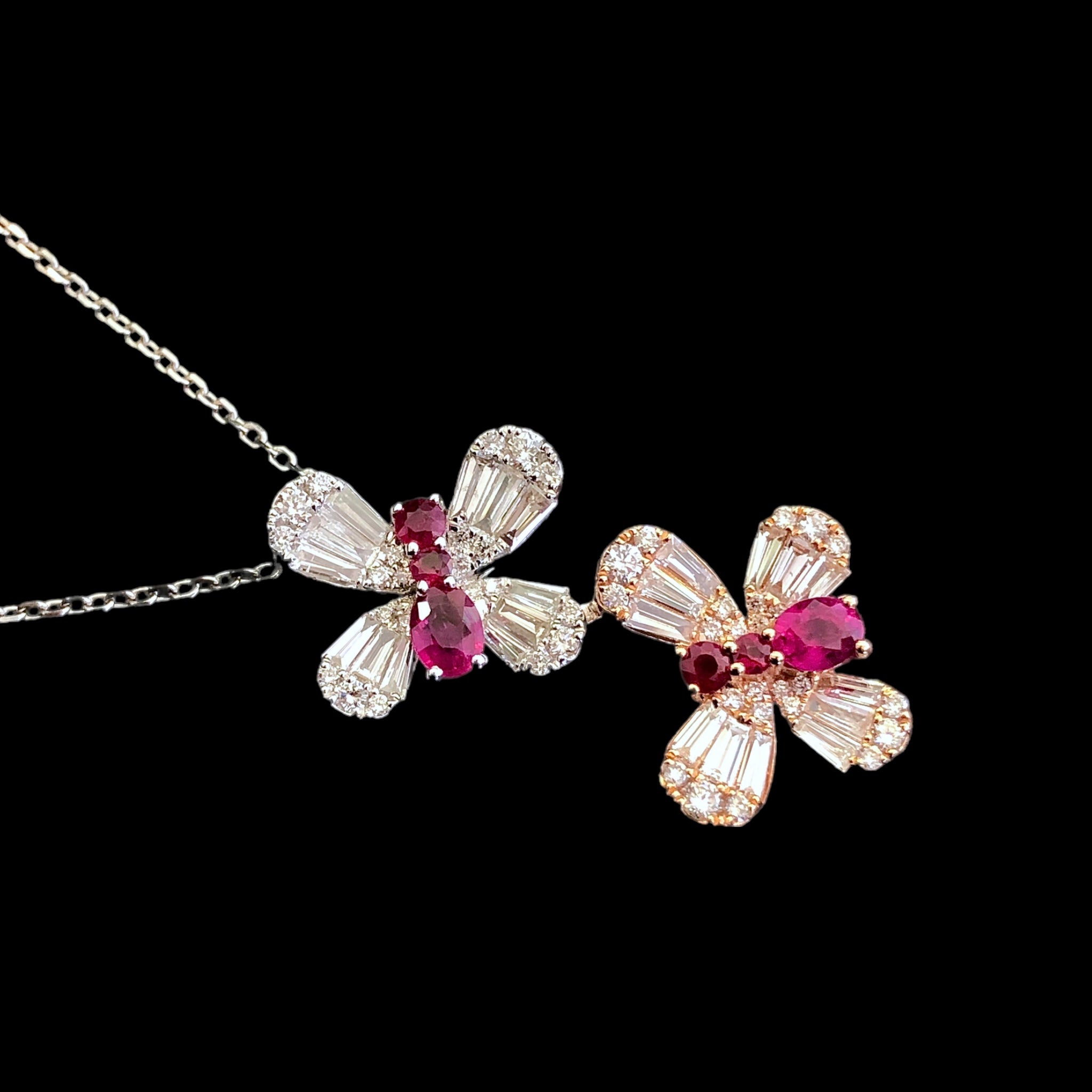 Butterfly Rose x White Diamond Pendant