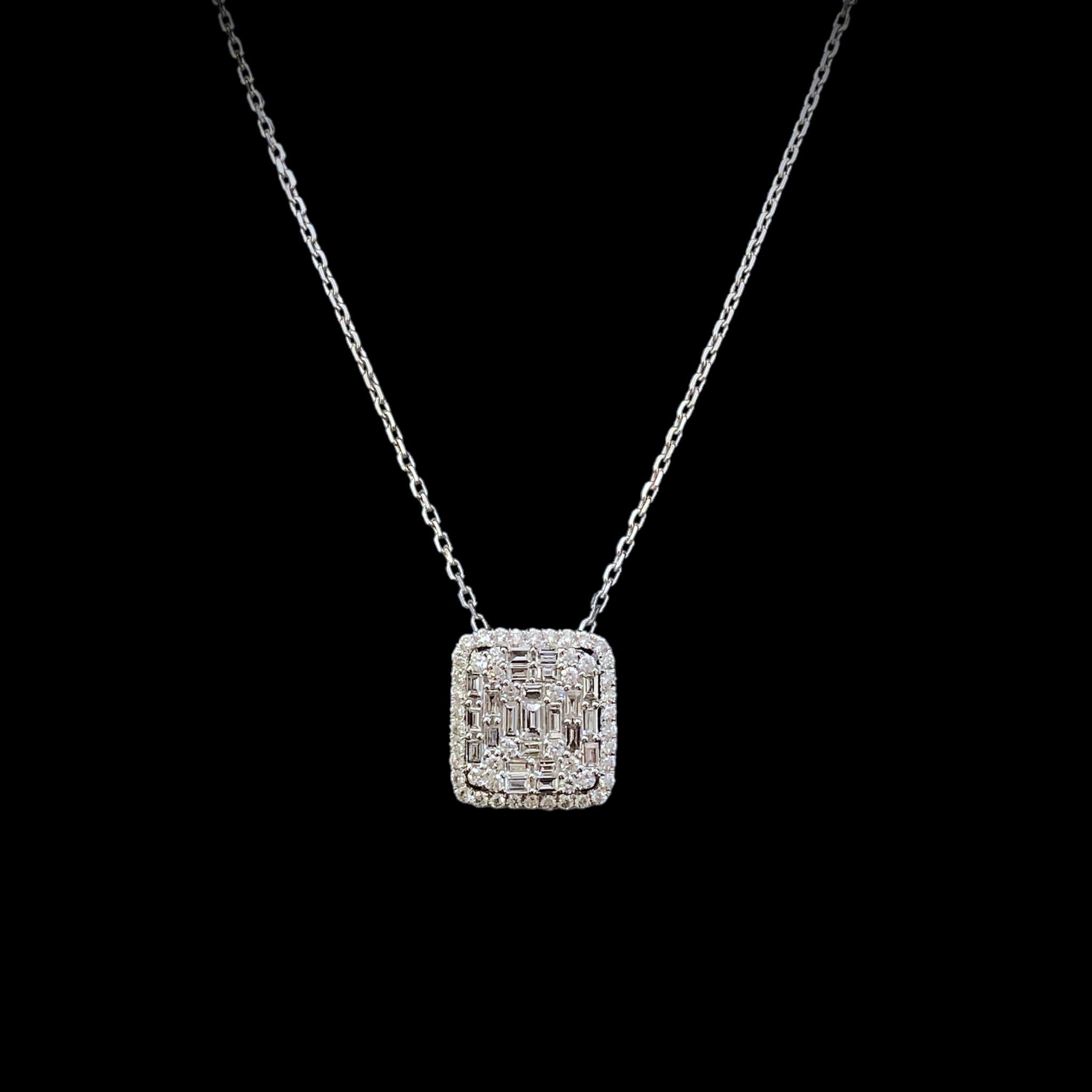Square Baguette Diamond Pendant
