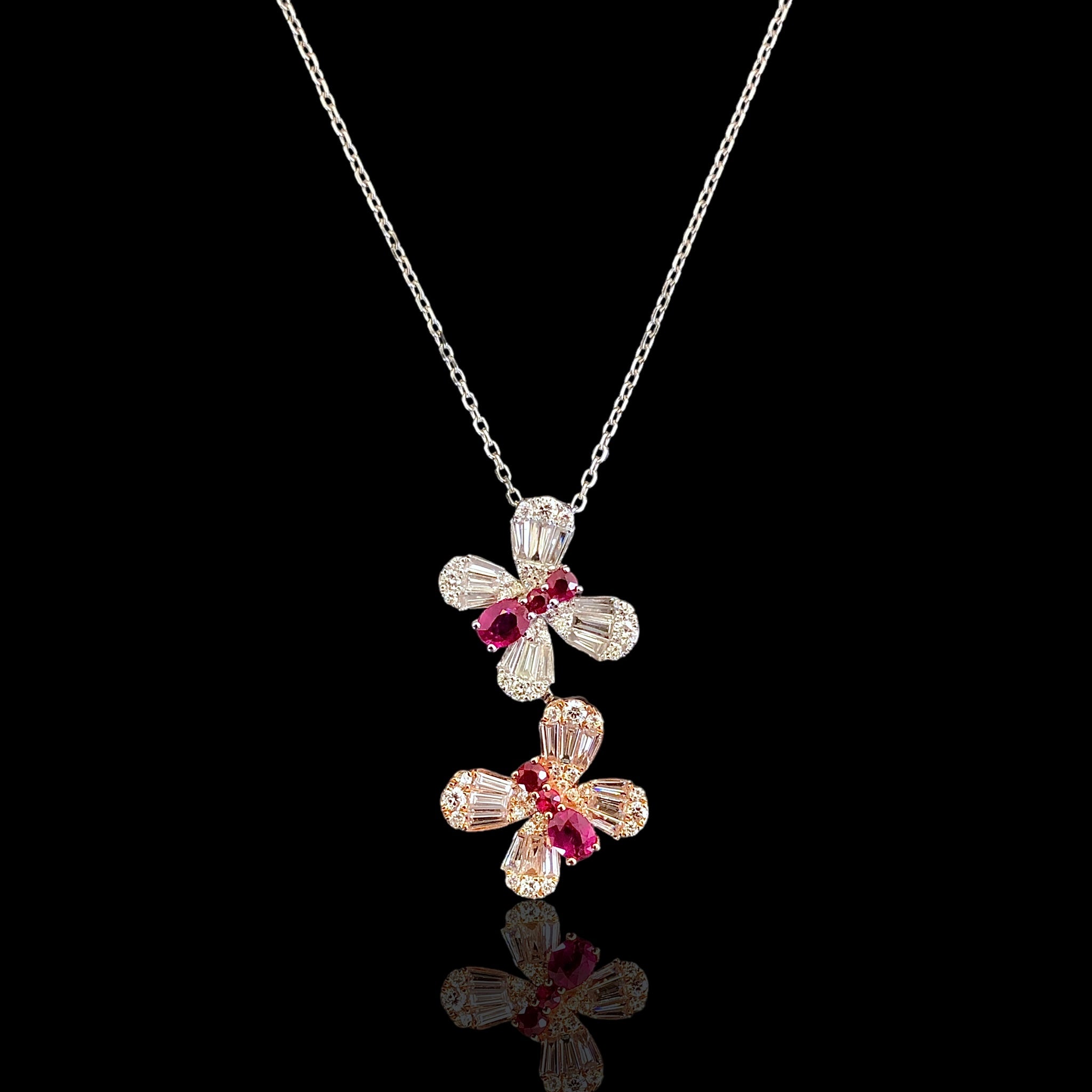 Butterfly Rose x White Diamond Pendant