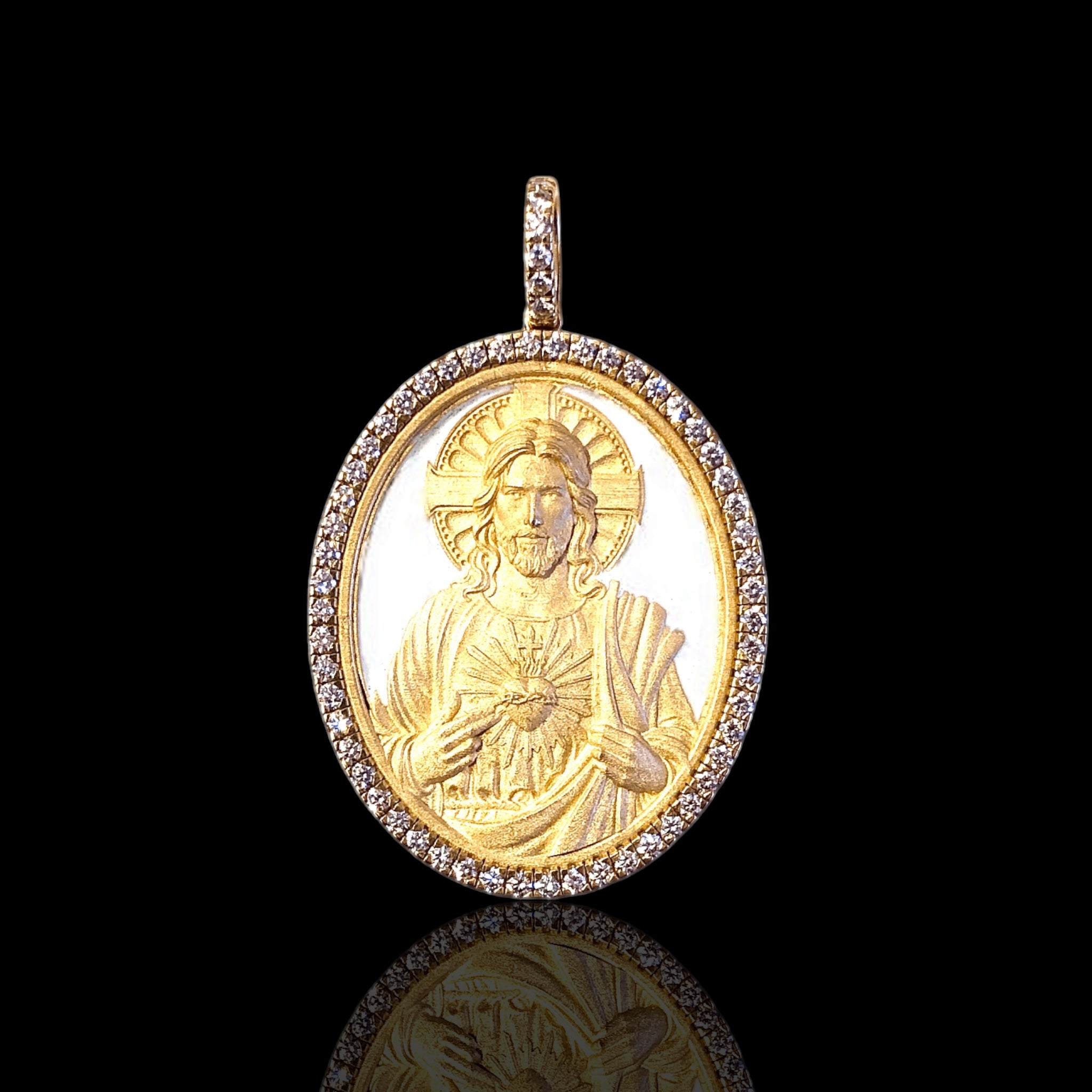 Big Enamel Diamond Jesus Pendant