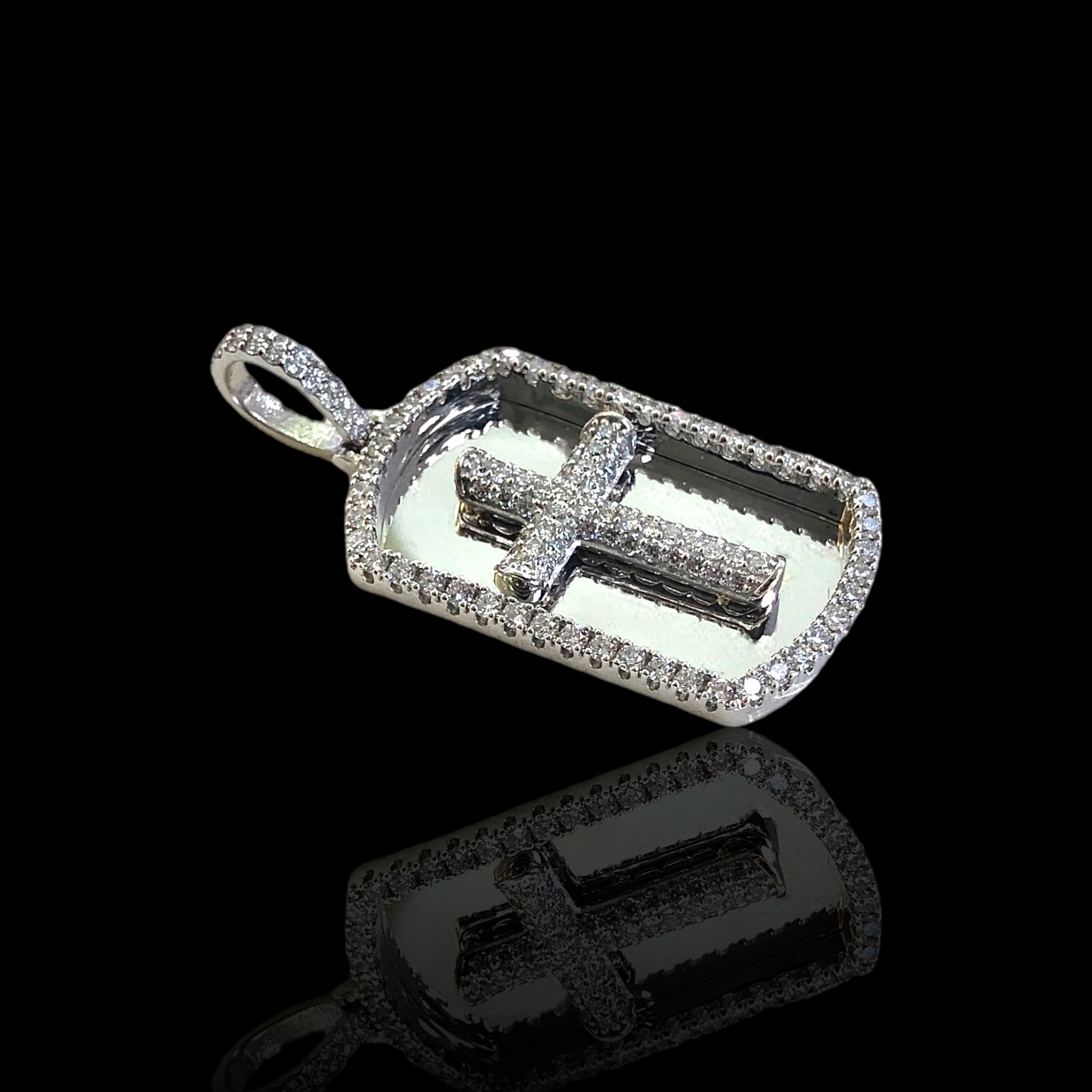 Dog Tag x Cross Diamond Pendant