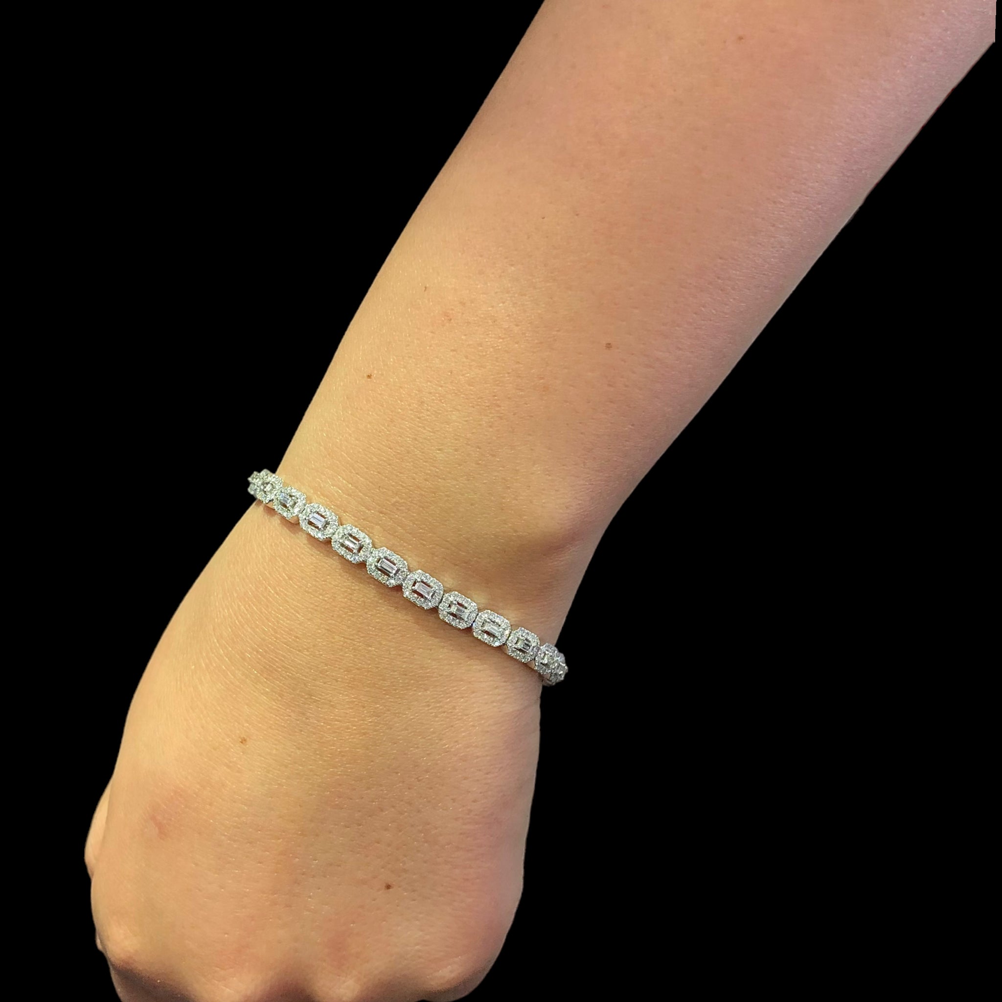 Emerald Cut Diamond Tennis Bracelet
