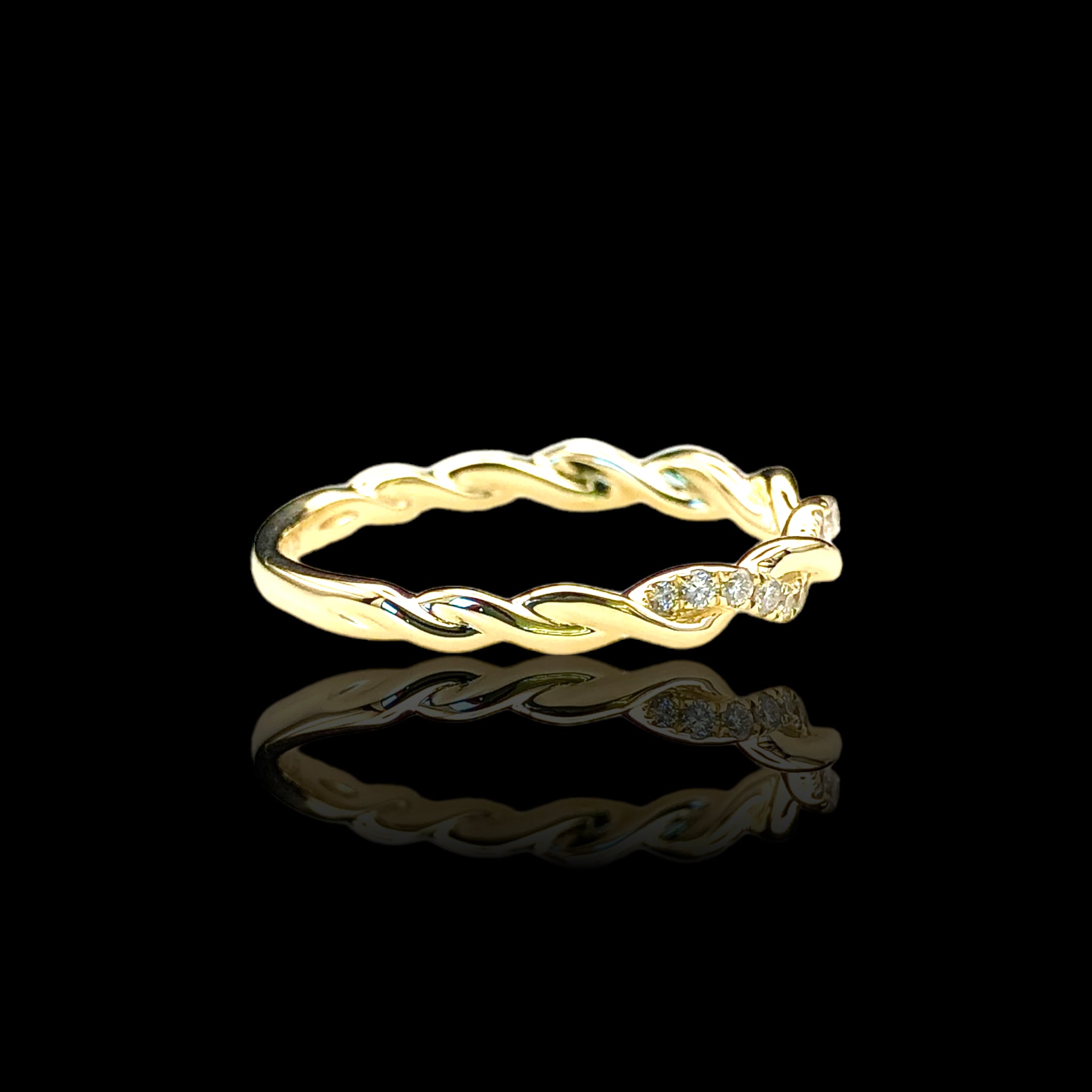 Thin Halfway Diamond Twist Ring