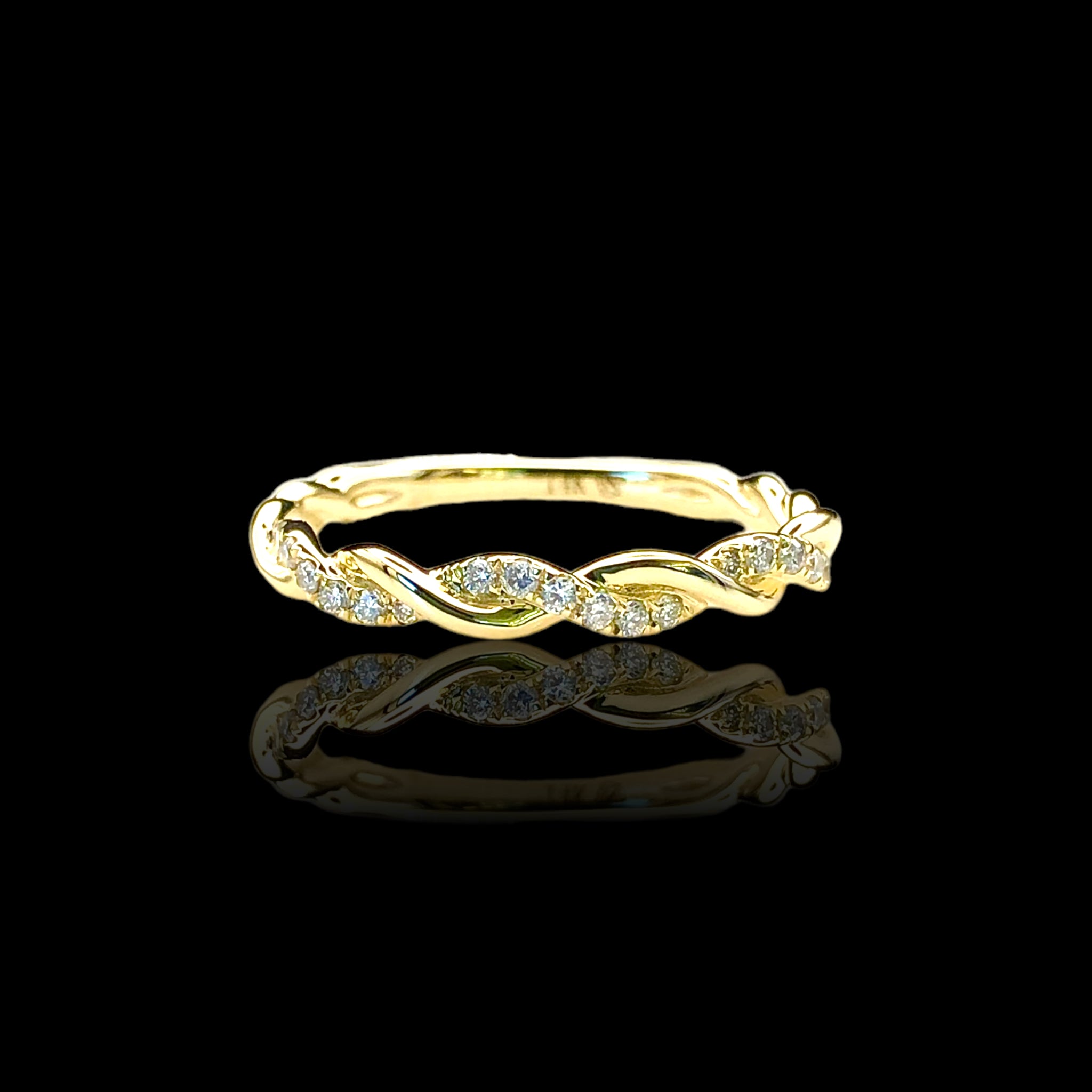 Thin Halfway Diamond Twist Ring