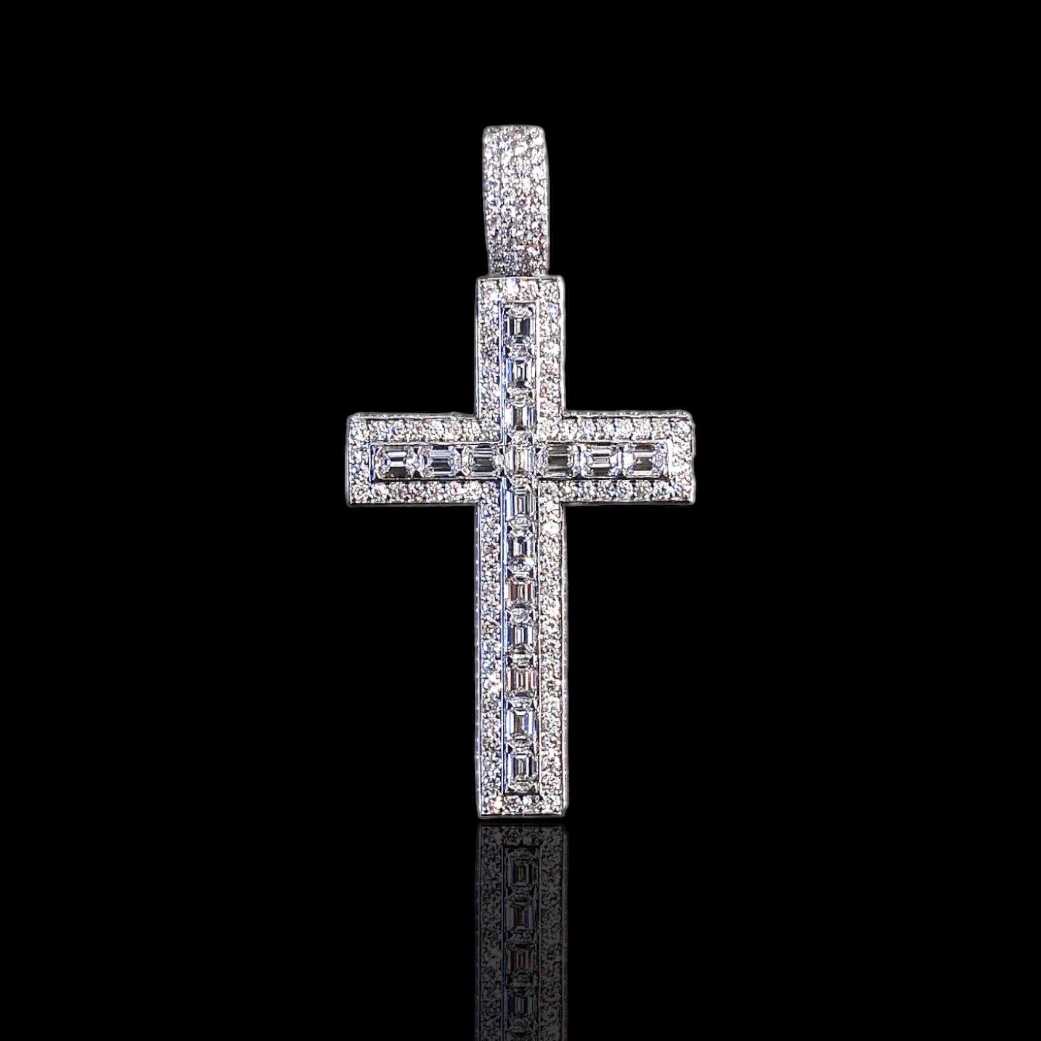 Baguette & Round Diamond Cross