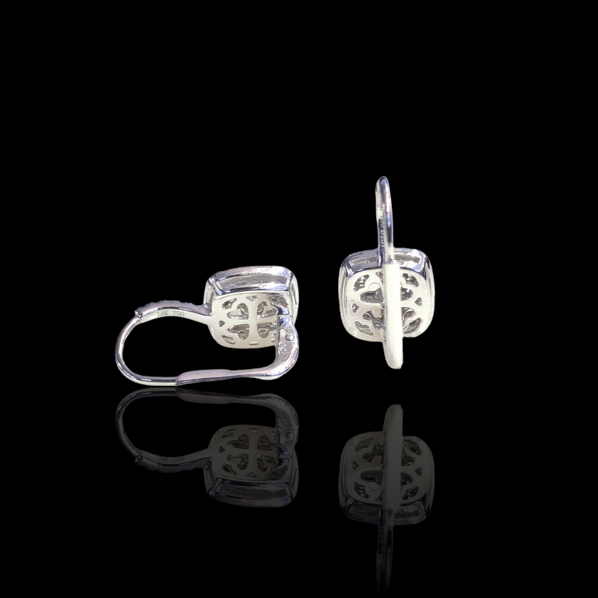 Cushion Shape Drop Diamond Earrings