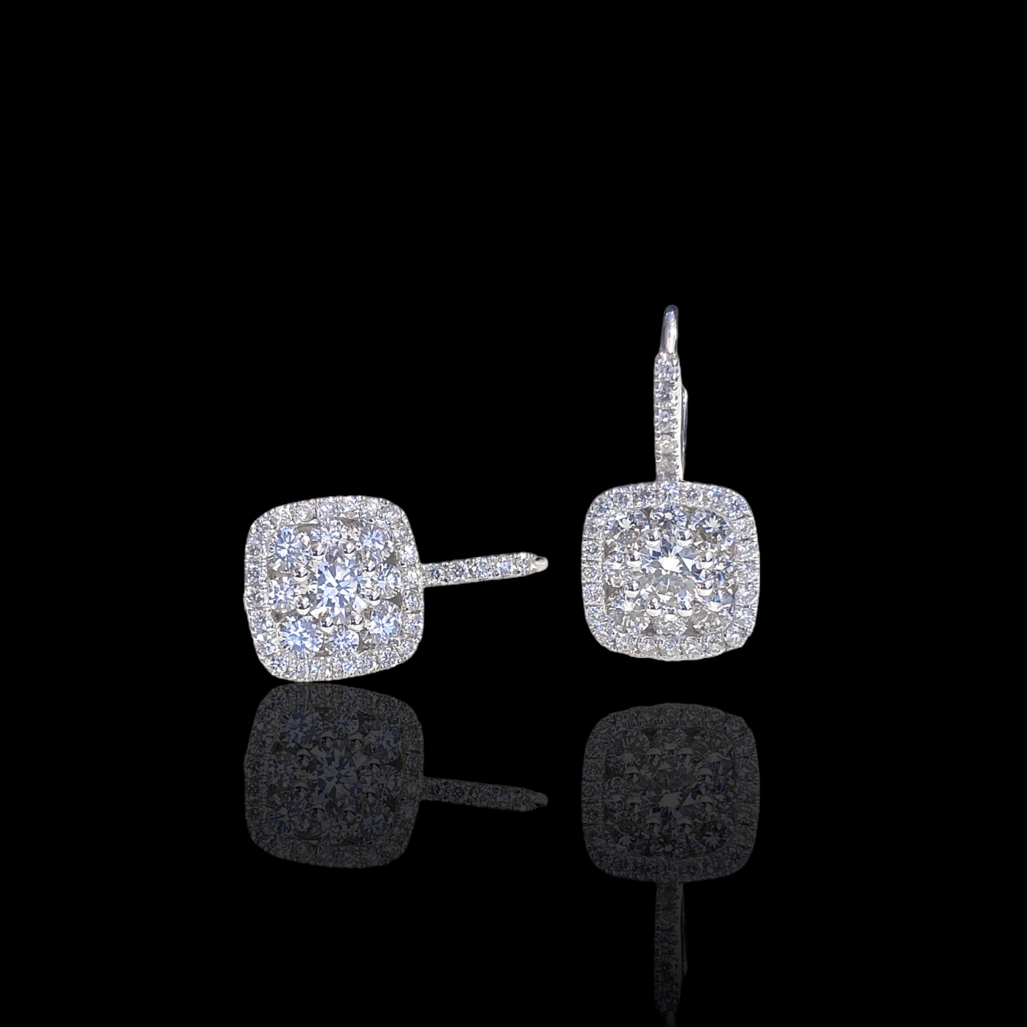 Cushion Shape Drop Diamond Earrings