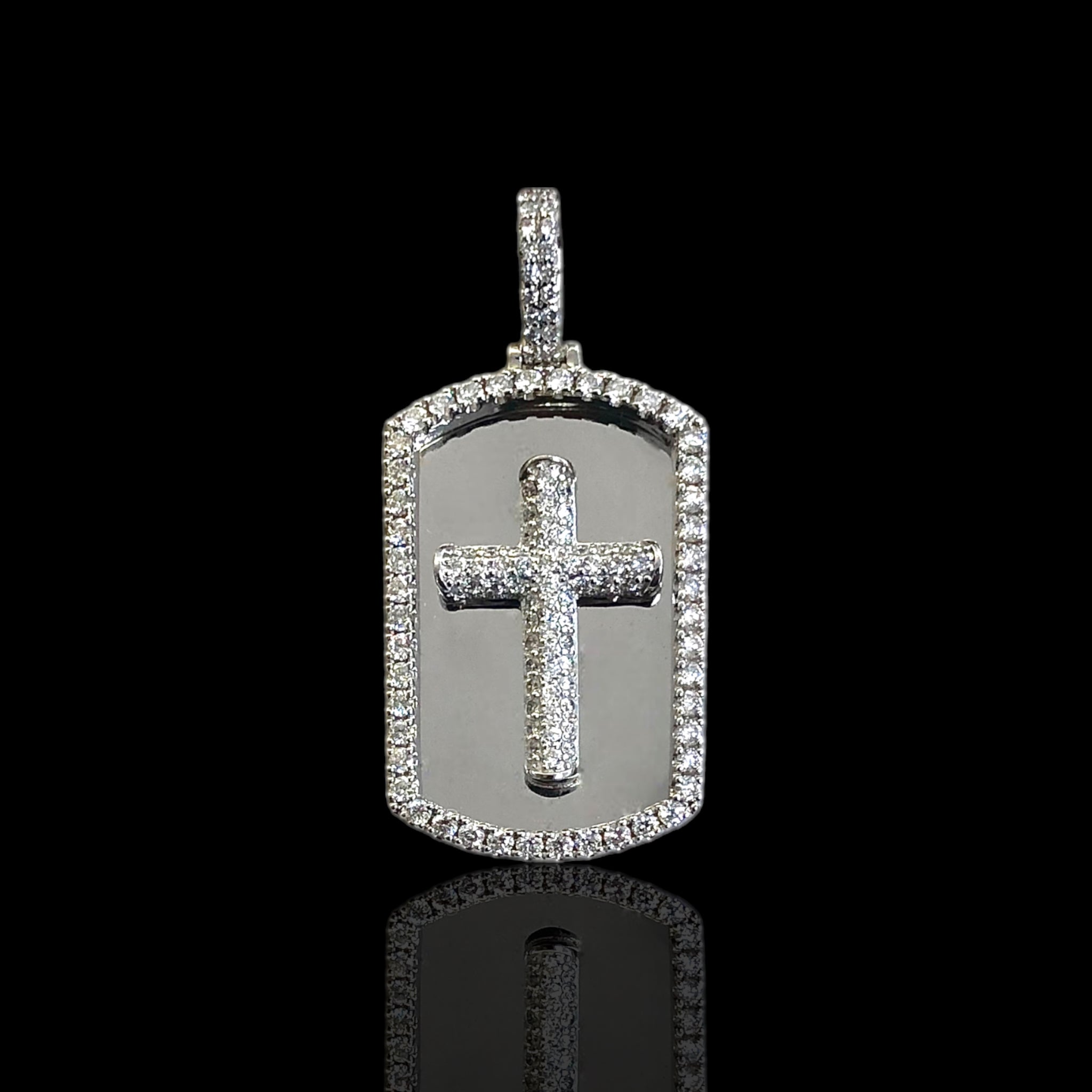 Dog Tag x Cross Diamond Pendant