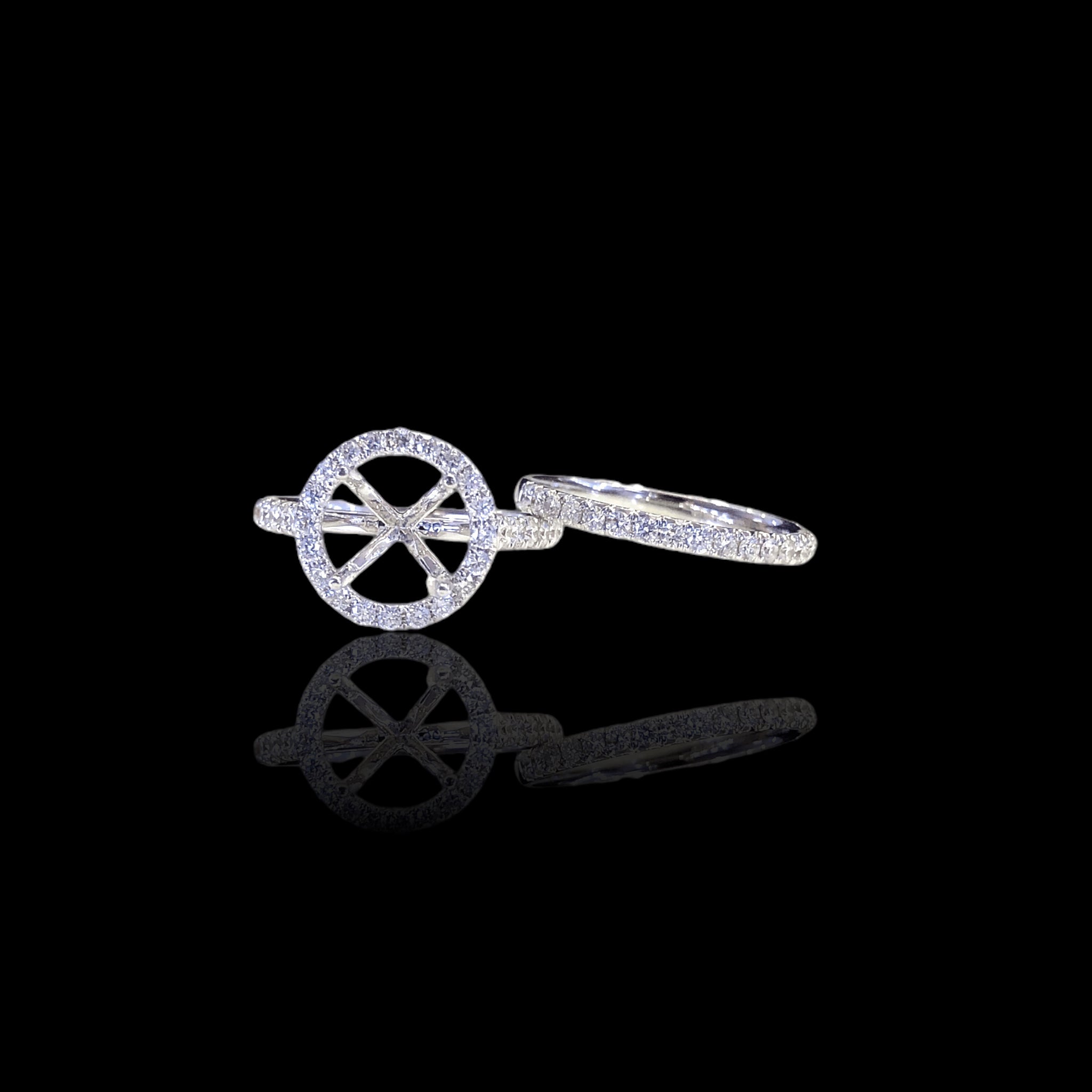 Round Thin Diamond Halo Setting Set