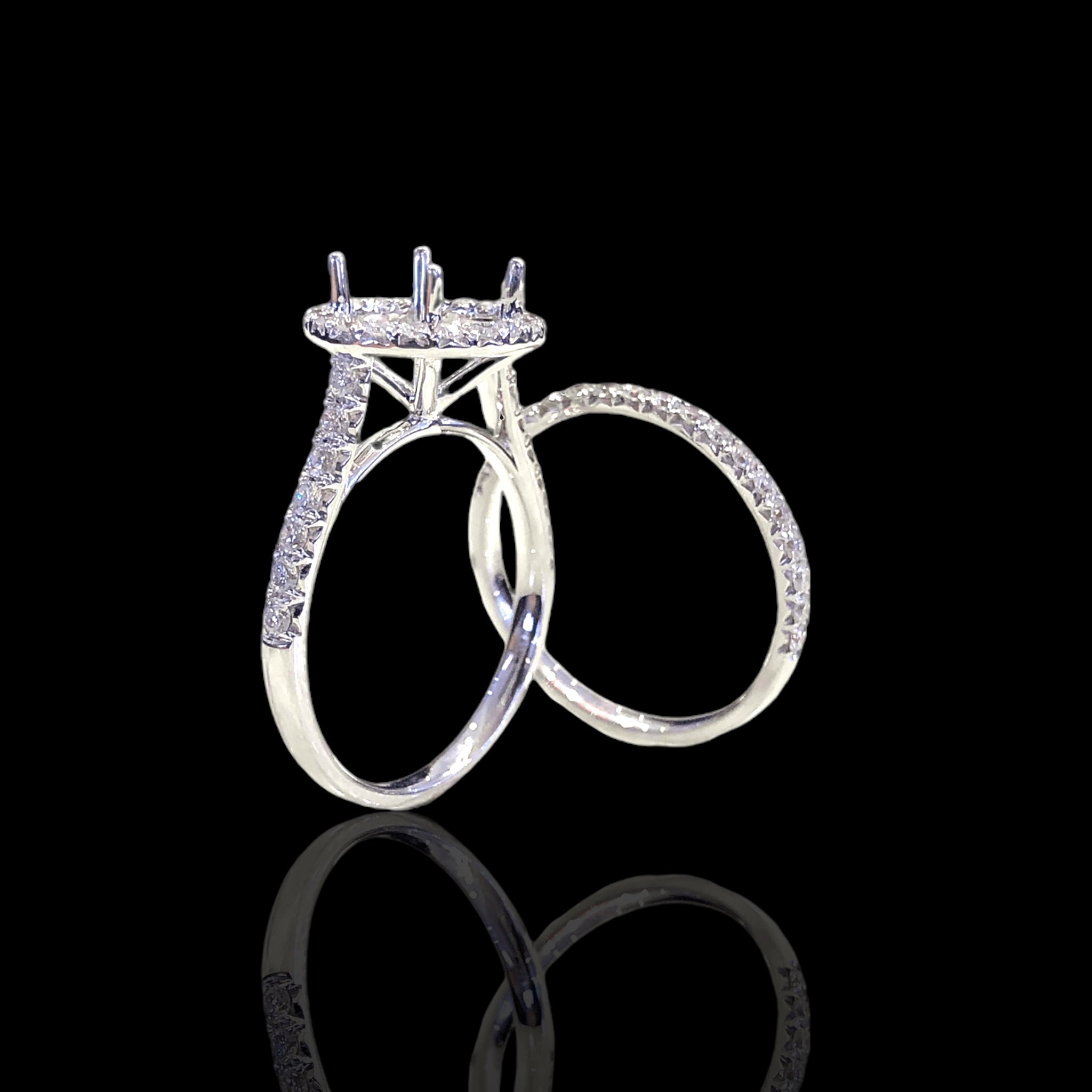 Round Thin Diamond Halo Setting Set