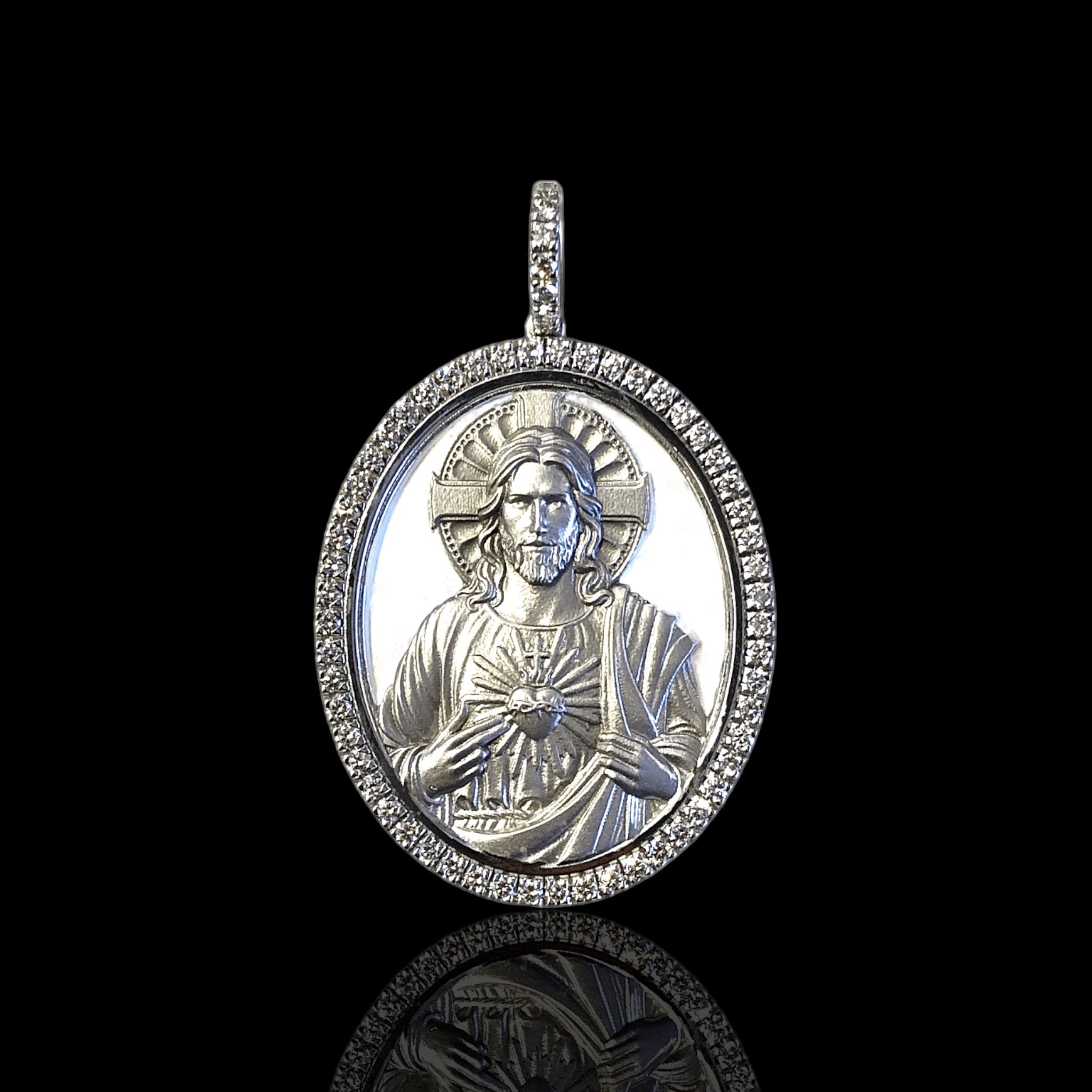 Big Enamel Diamond Jesus Pendant