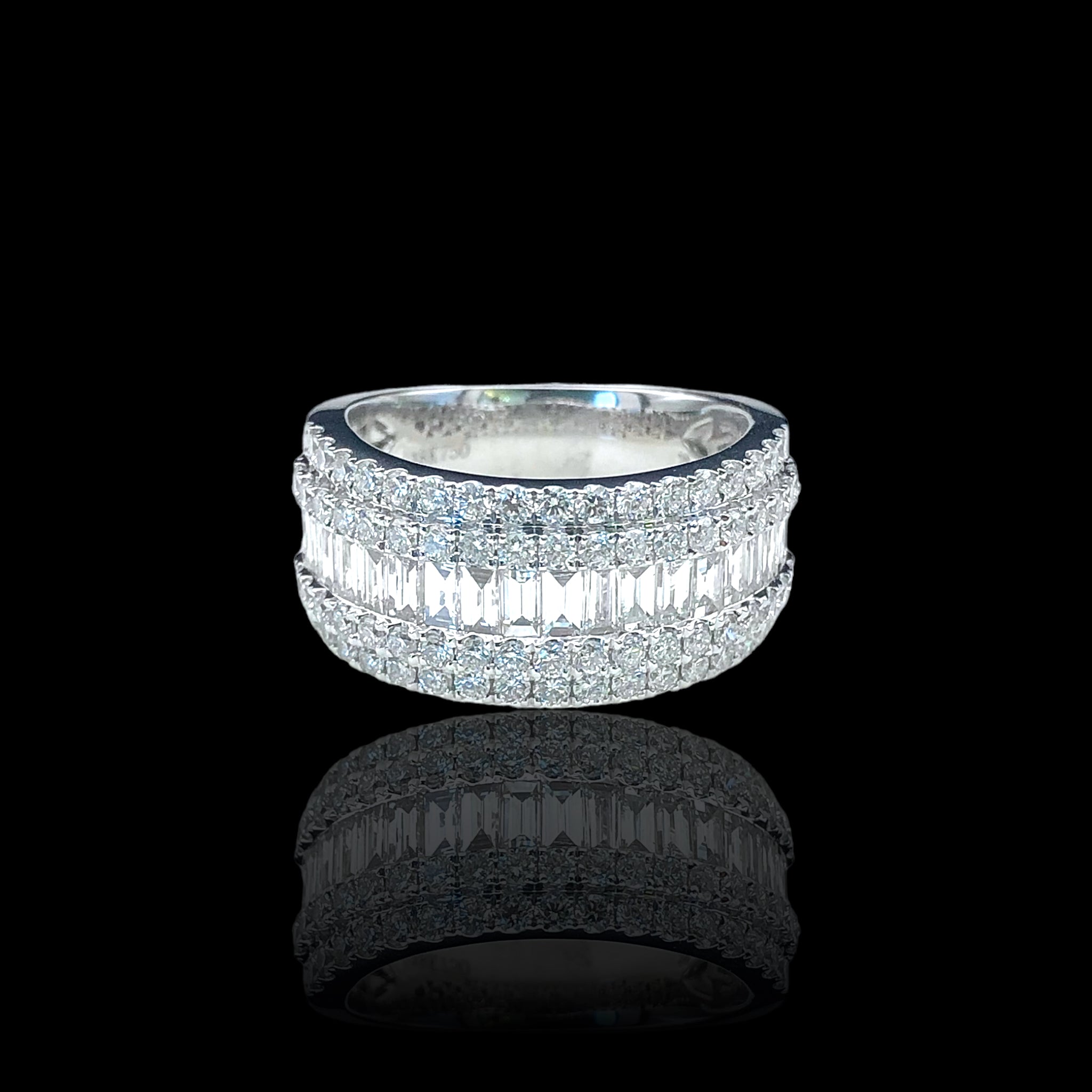 Baguette x Round Straight Row Diamond Ring