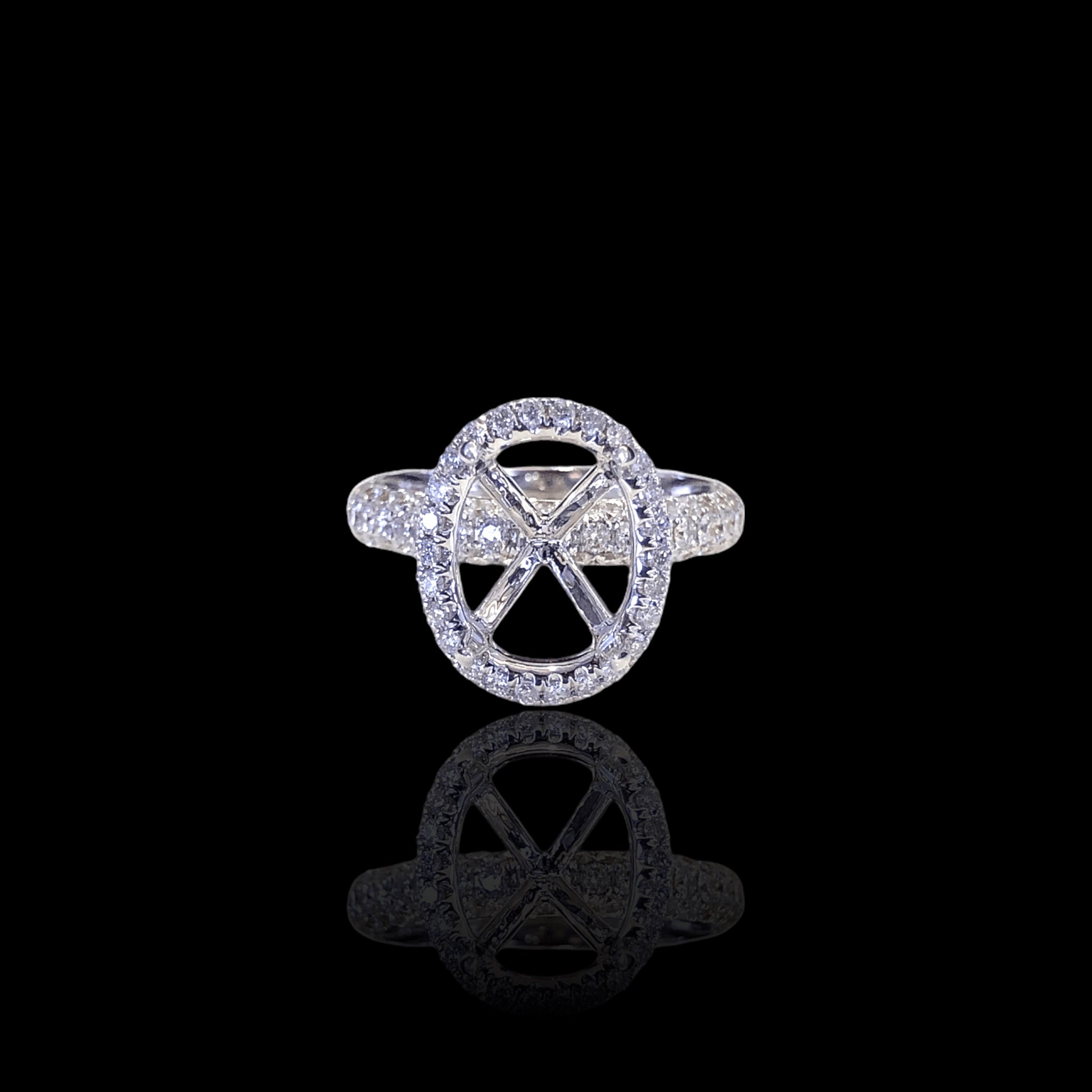 Oval Pave 3D Halo Setting