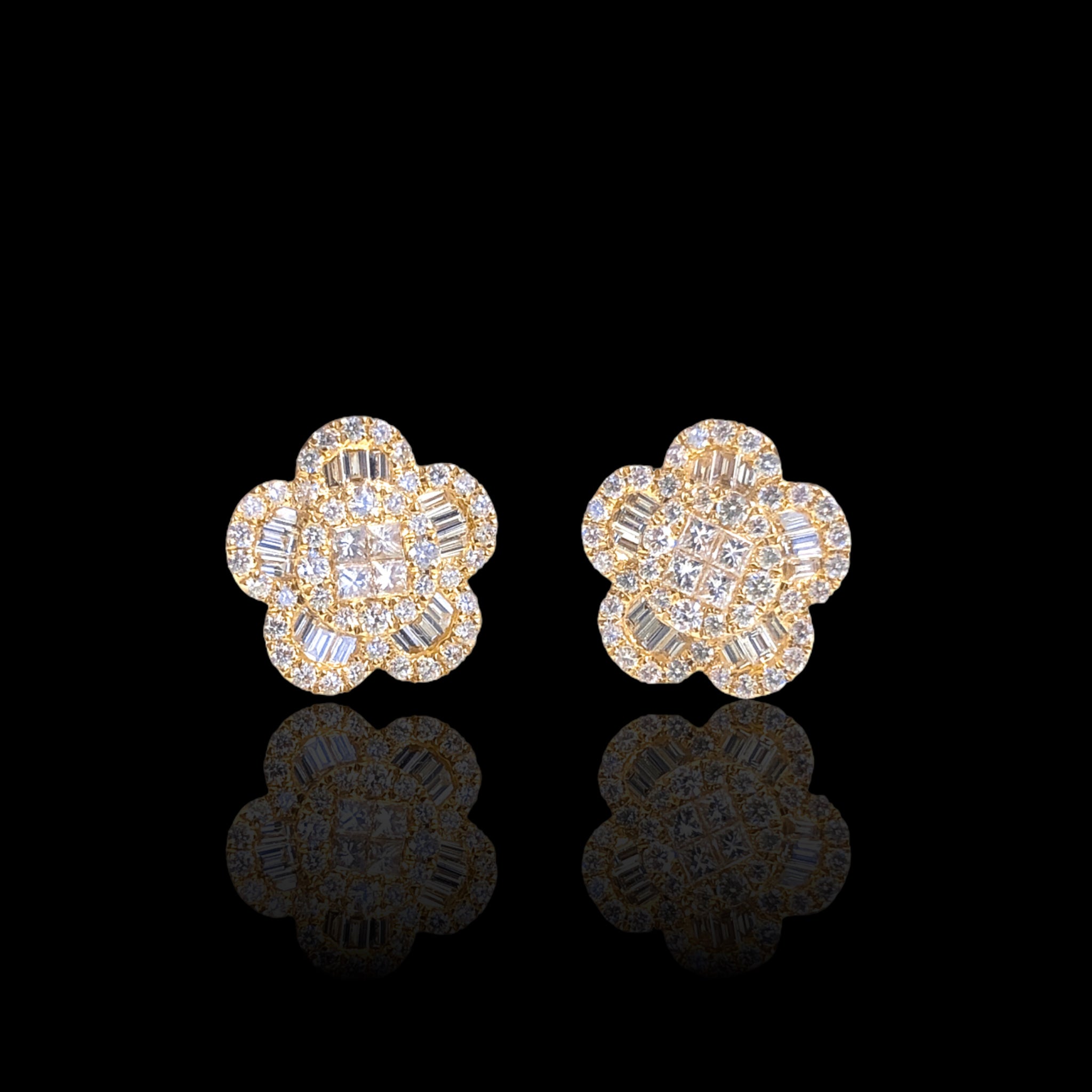 Baguette & Round Knot Diamond Earrings
