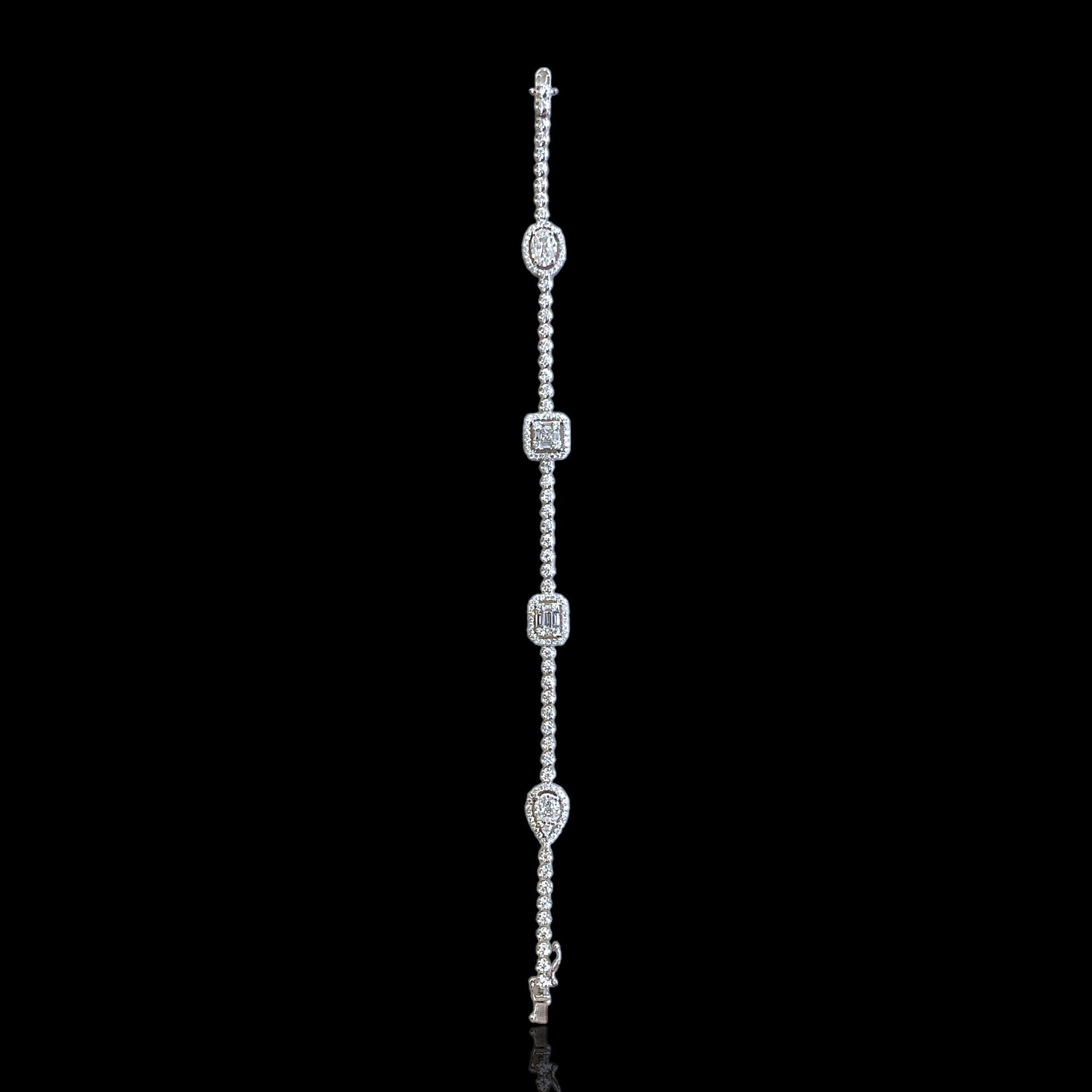 Multi-Shape Diamond Tennis Bracelet